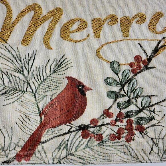 VTG Cardinal Tapestry Placemats Holly Berries Winter Christmas Table Deadstock 4 - Picture 7 of 8